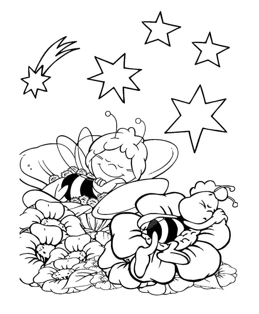 Sleeping Maya and Willy coloring page