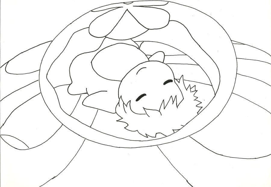 Sleeping Ponyo coloring page