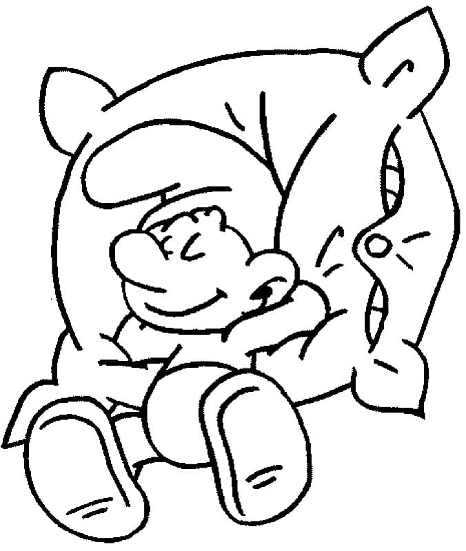 Sleeping Smurf coloring page