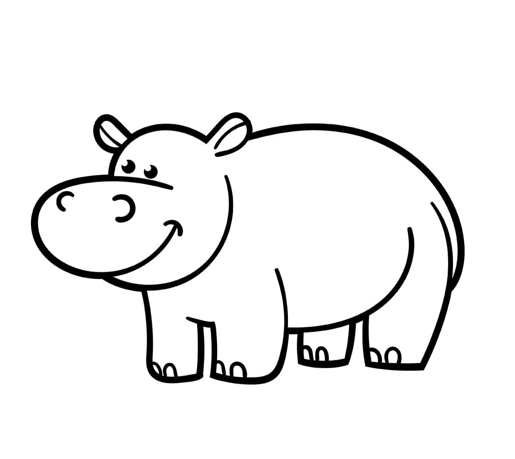 Smiling Hippo coloring page