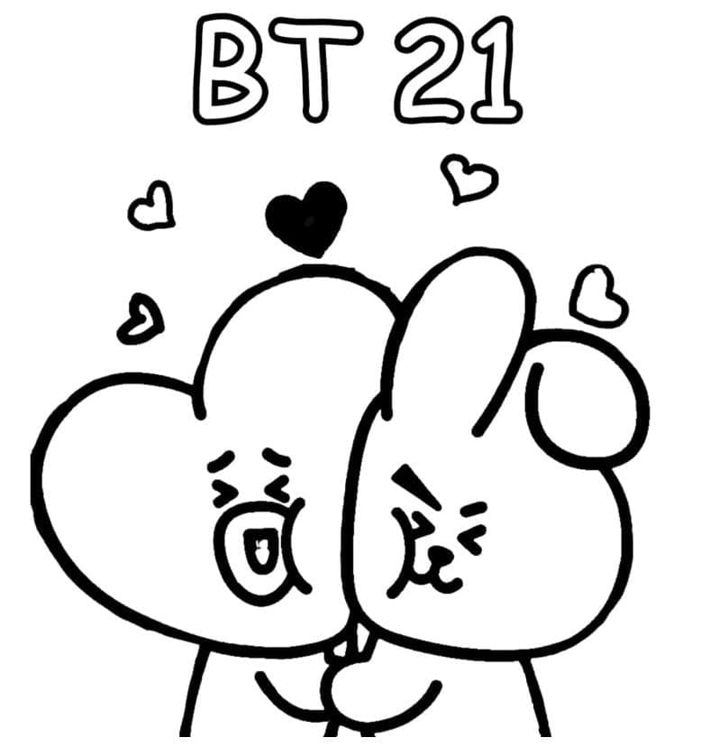 Tata and Cooky in BT21 coloring page