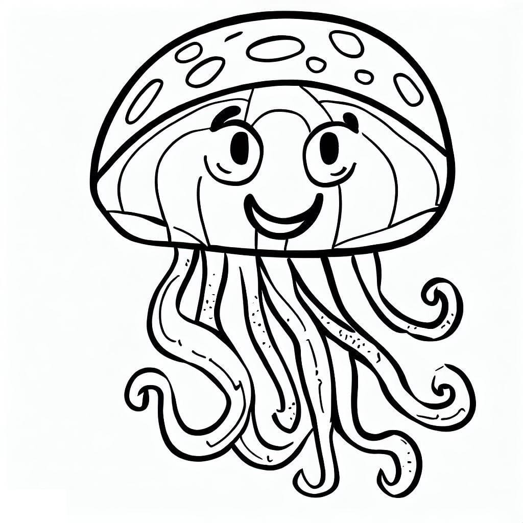 Colouring Animals Coloring Cute Cartoon Jellyfish Stock Vector (Royalty  Free) 2367200607 | Shutterstock