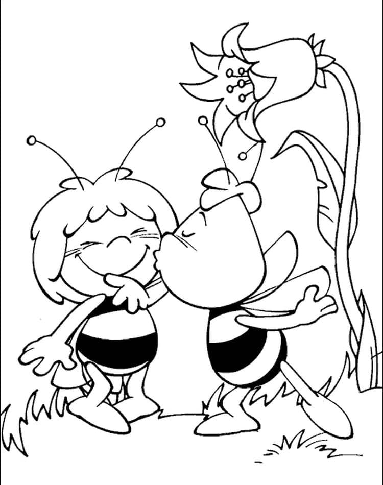 Willy Kisses Maya coloring page