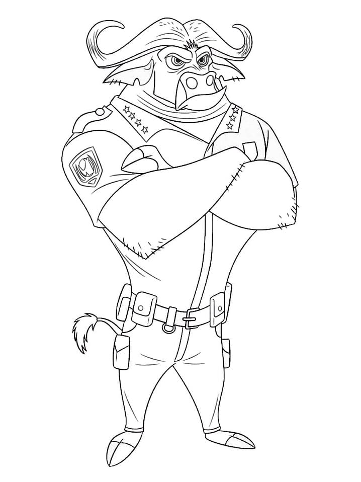 Zootopia Chief Bogo coloring page