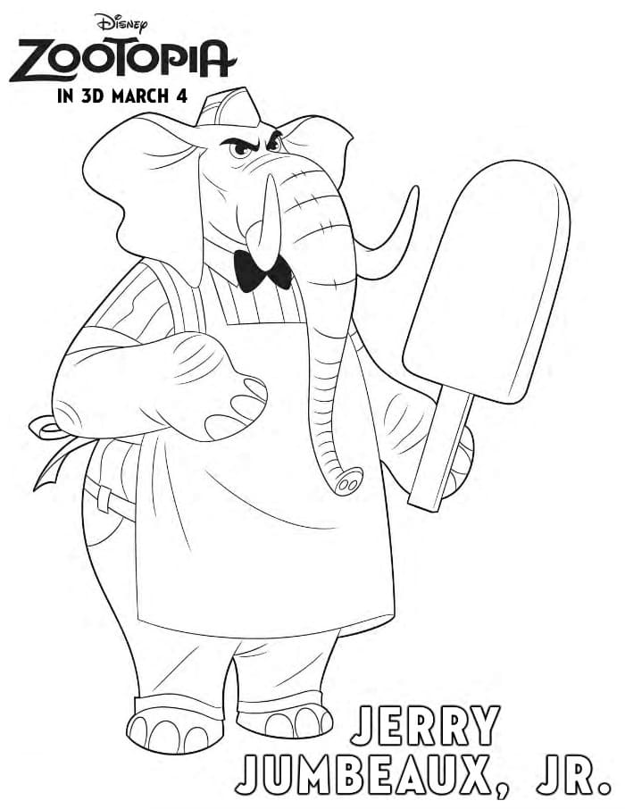 Zootopia Jerry Jumbeaux coloring page