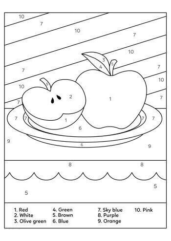 Half An Apple Color By Number coloring page