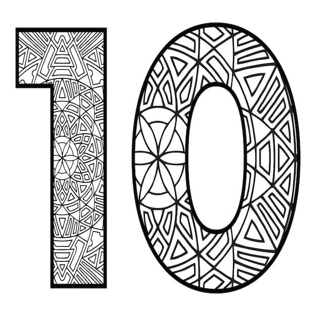 Mandala Ten Coloring Page