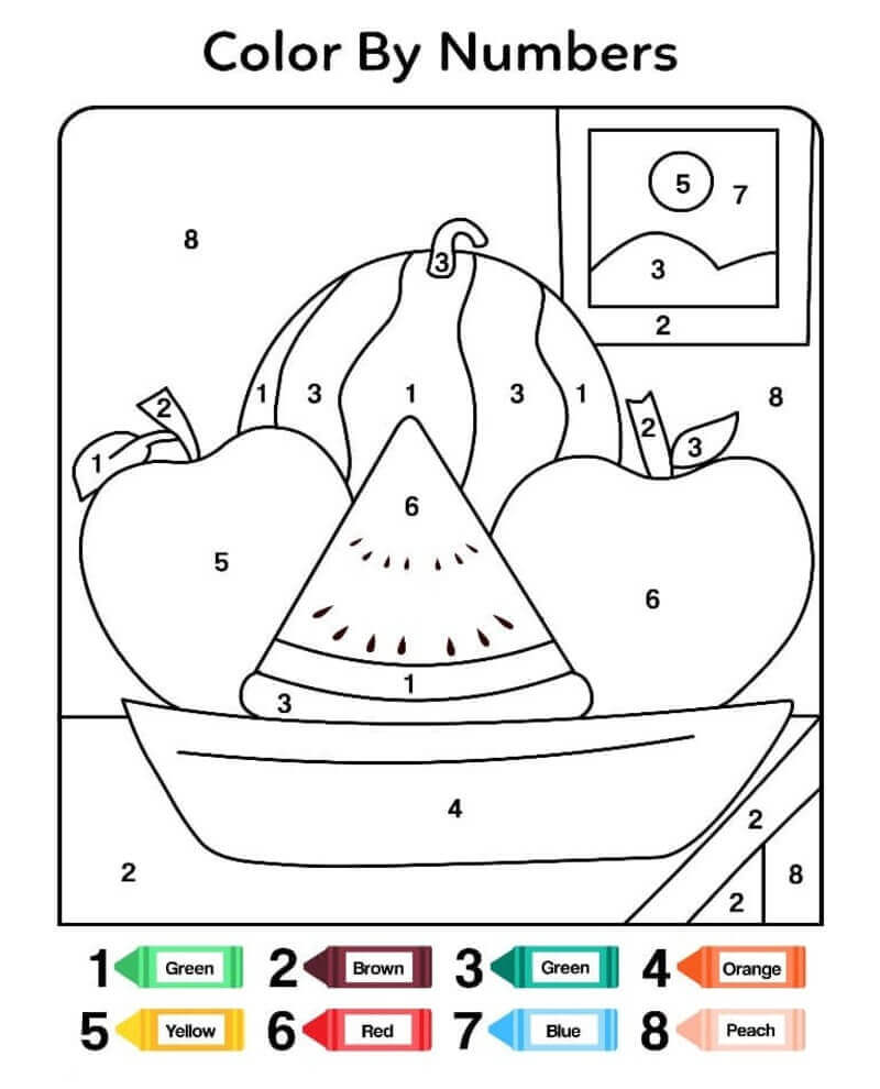 Simple Fruits Color By Number coloring page