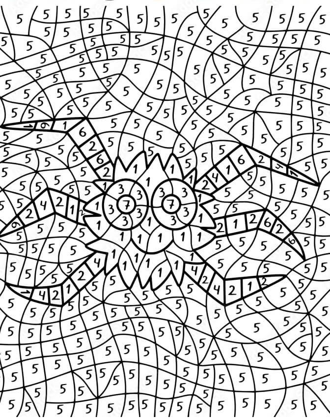 Simple Spider Color By Number coloring page