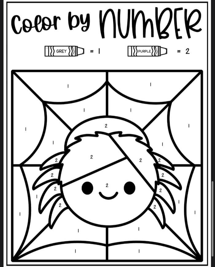 Smiling Little Spider Color By Number coloring page