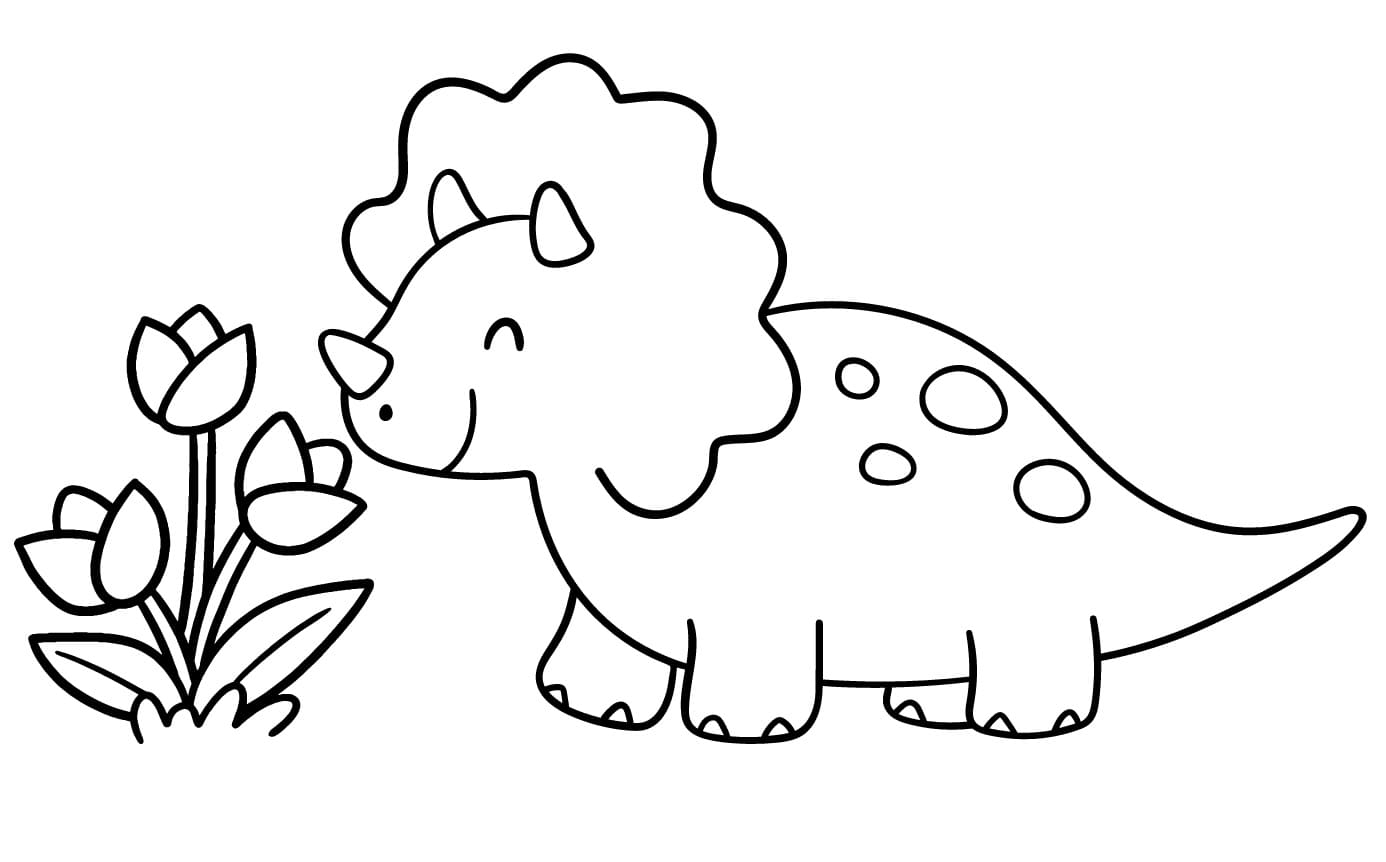 A Cute Triceratops coloring page - Download, Print or Color Online for Free
