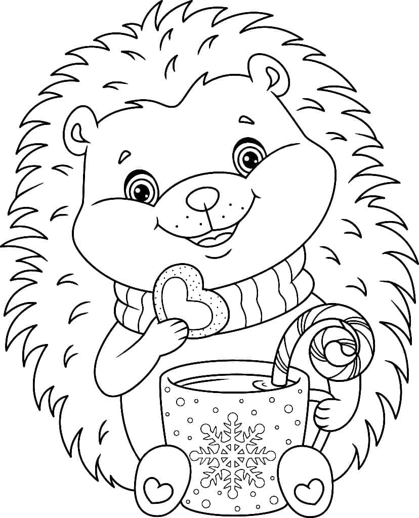 A Happy Hedgehog coloring page