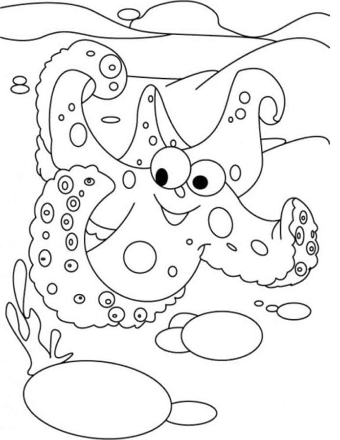 A Happy Starfish coloring page