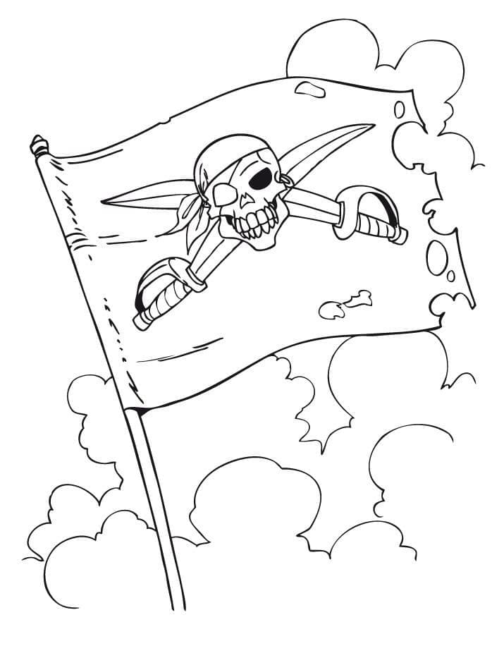 Jolly Roger, the pirate flag coloring page printable game