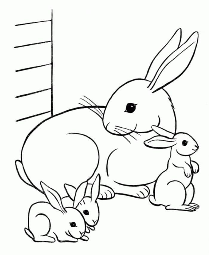 A Rabbit Family coloring page