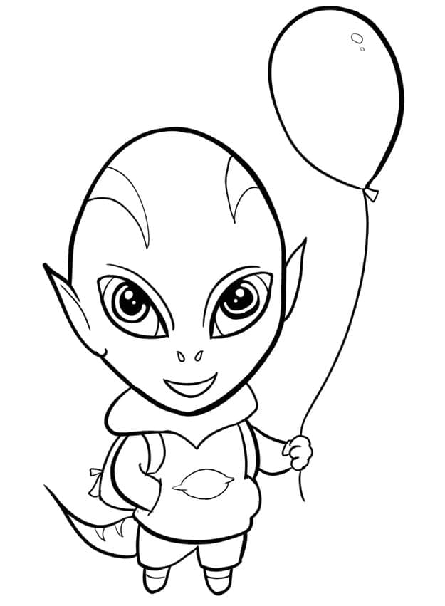 Alien and a Balloon coloring page