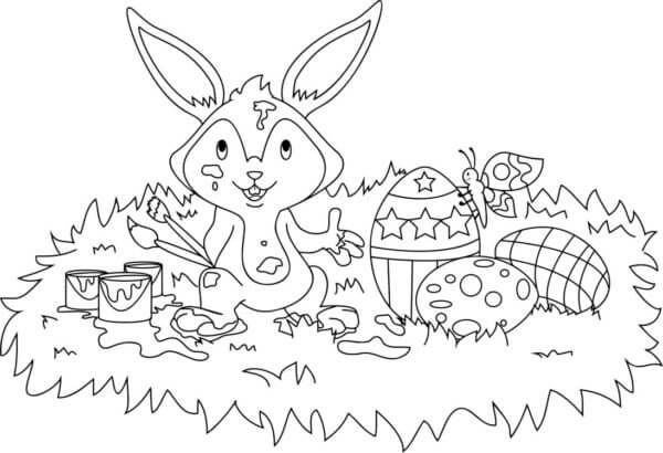 All Paint Dirty But Smug Bunny coloring page