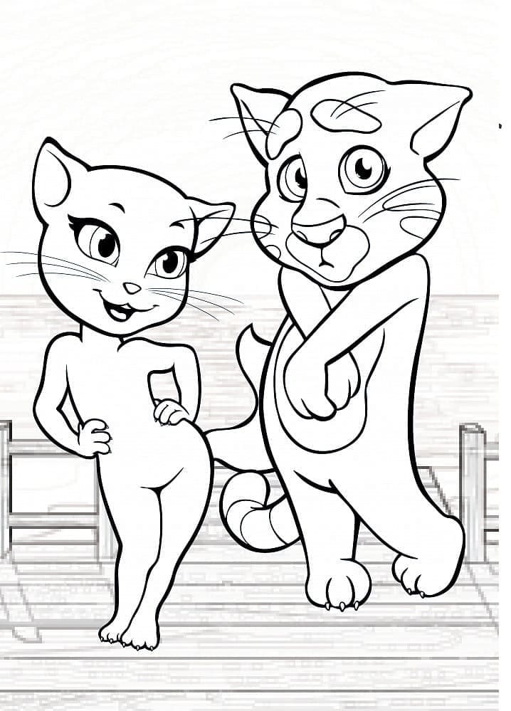 Angela and Talking Tom coloring page