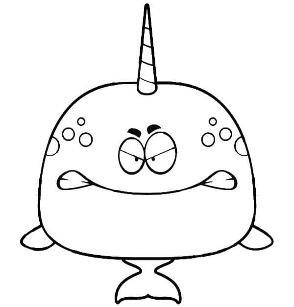 Angry Narwhal coloring page