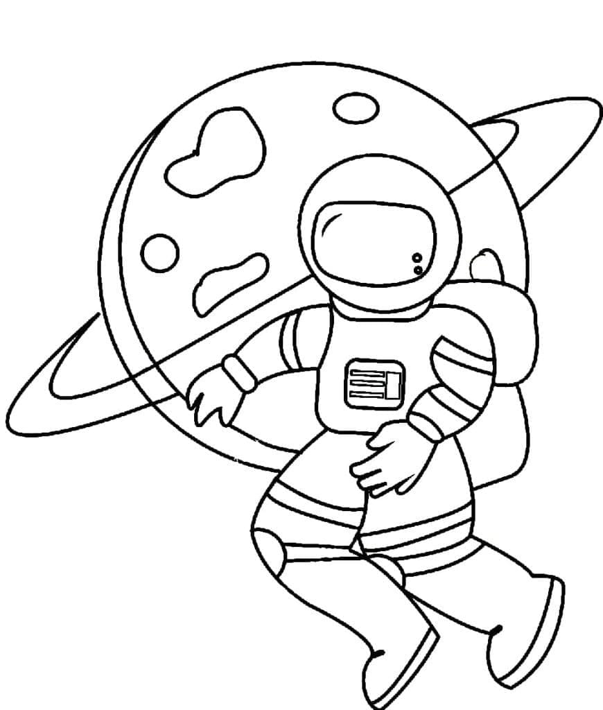 Astronaut and a Planet coloring page