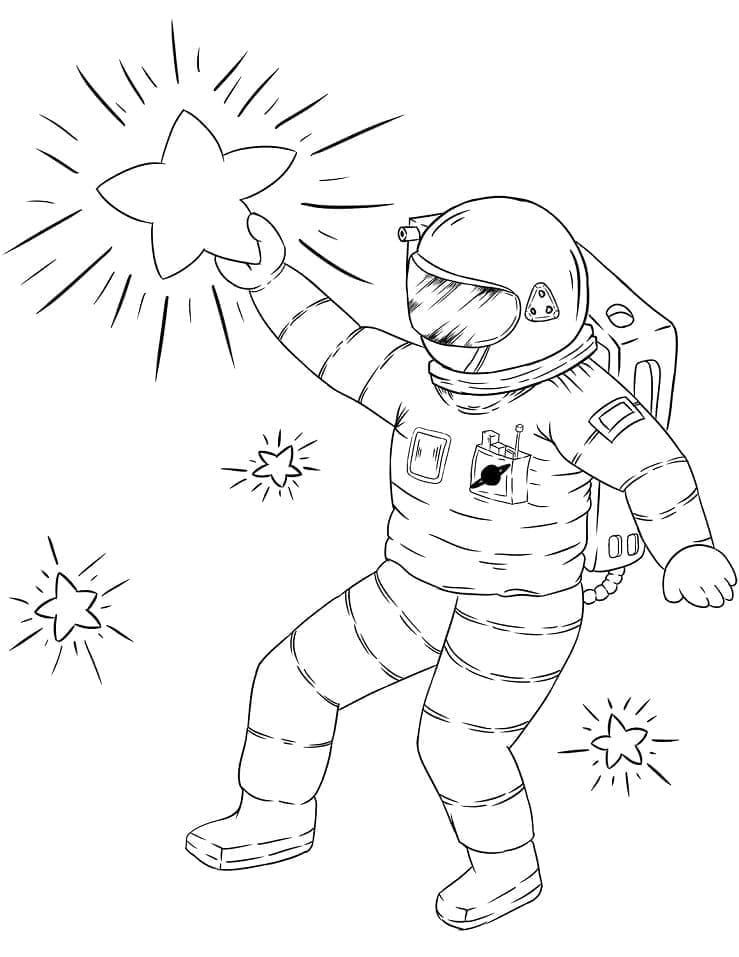 Astronaut and Star coloring page