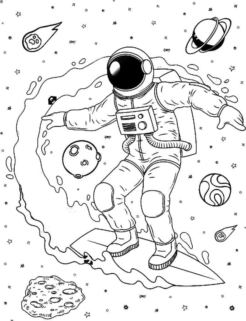 Astronaut in Space coloring page - Download, Print or Color Online for Free