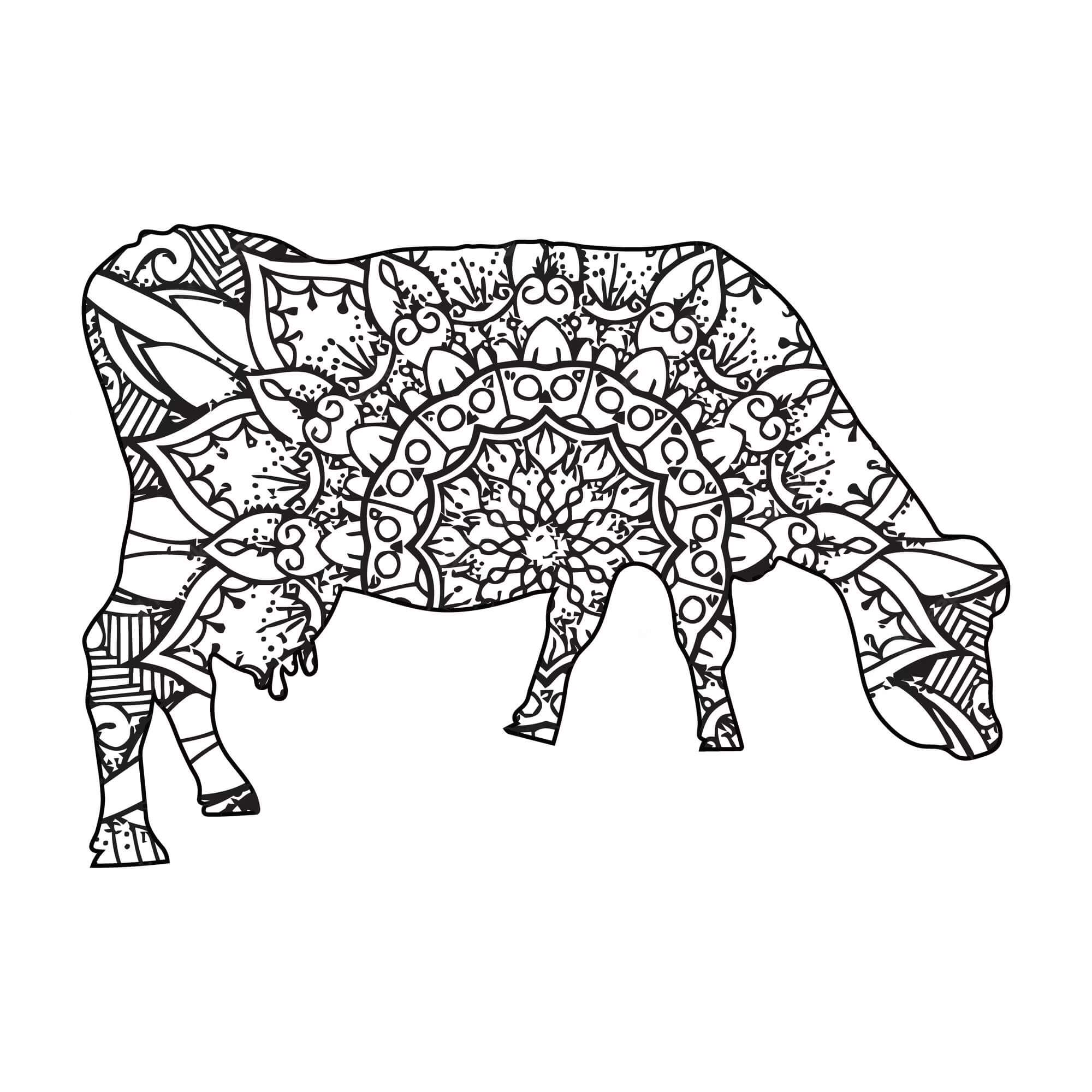 Awesome Cow Mandala coloring page