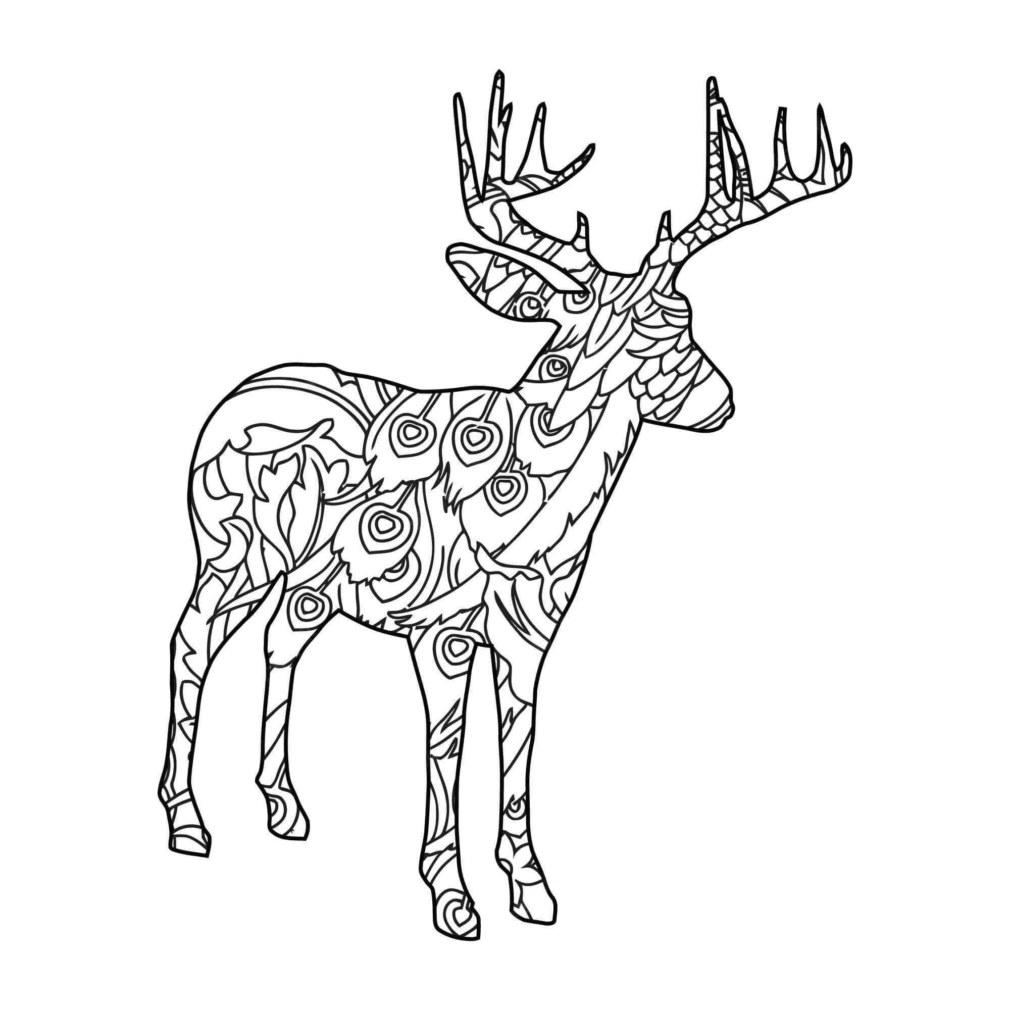 Awesome Deer Mandala coloring page