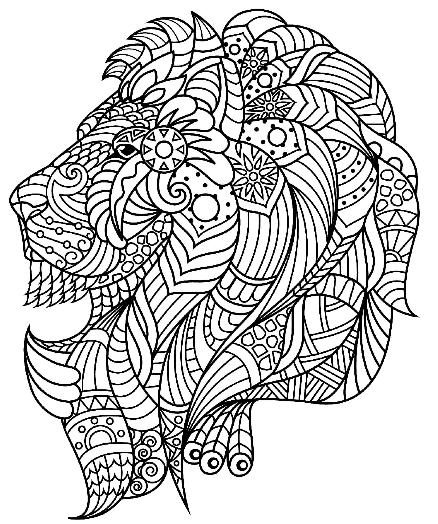 Awesome Lion Mandala coloring page