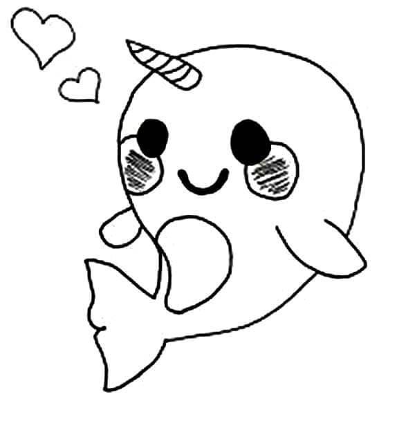 Baby Narwhal coloring page