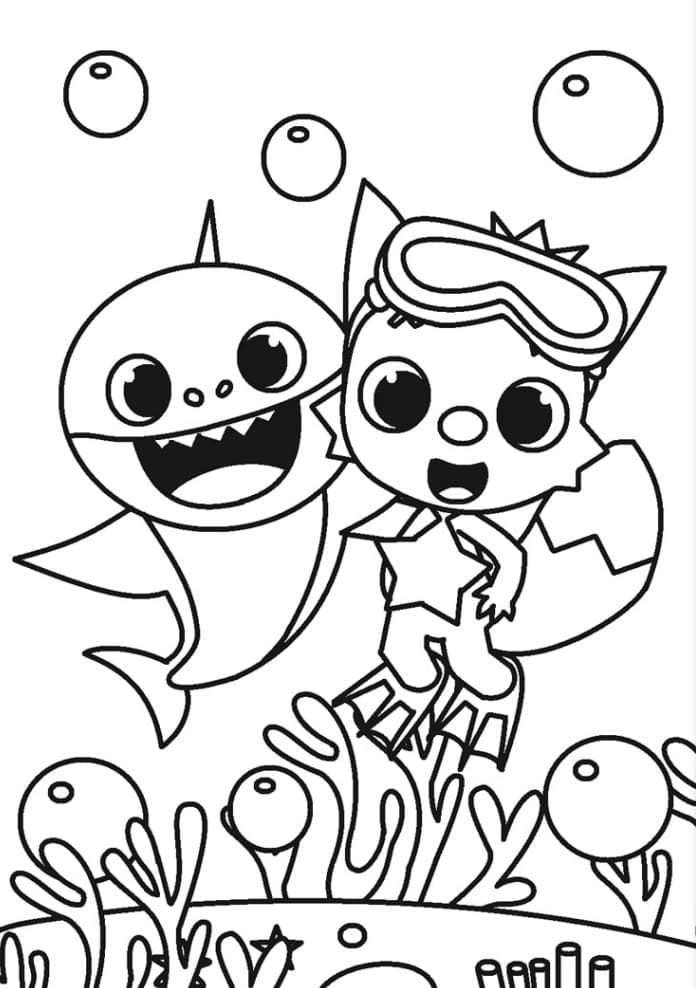 Baby Shark with Pinkfong coloring page