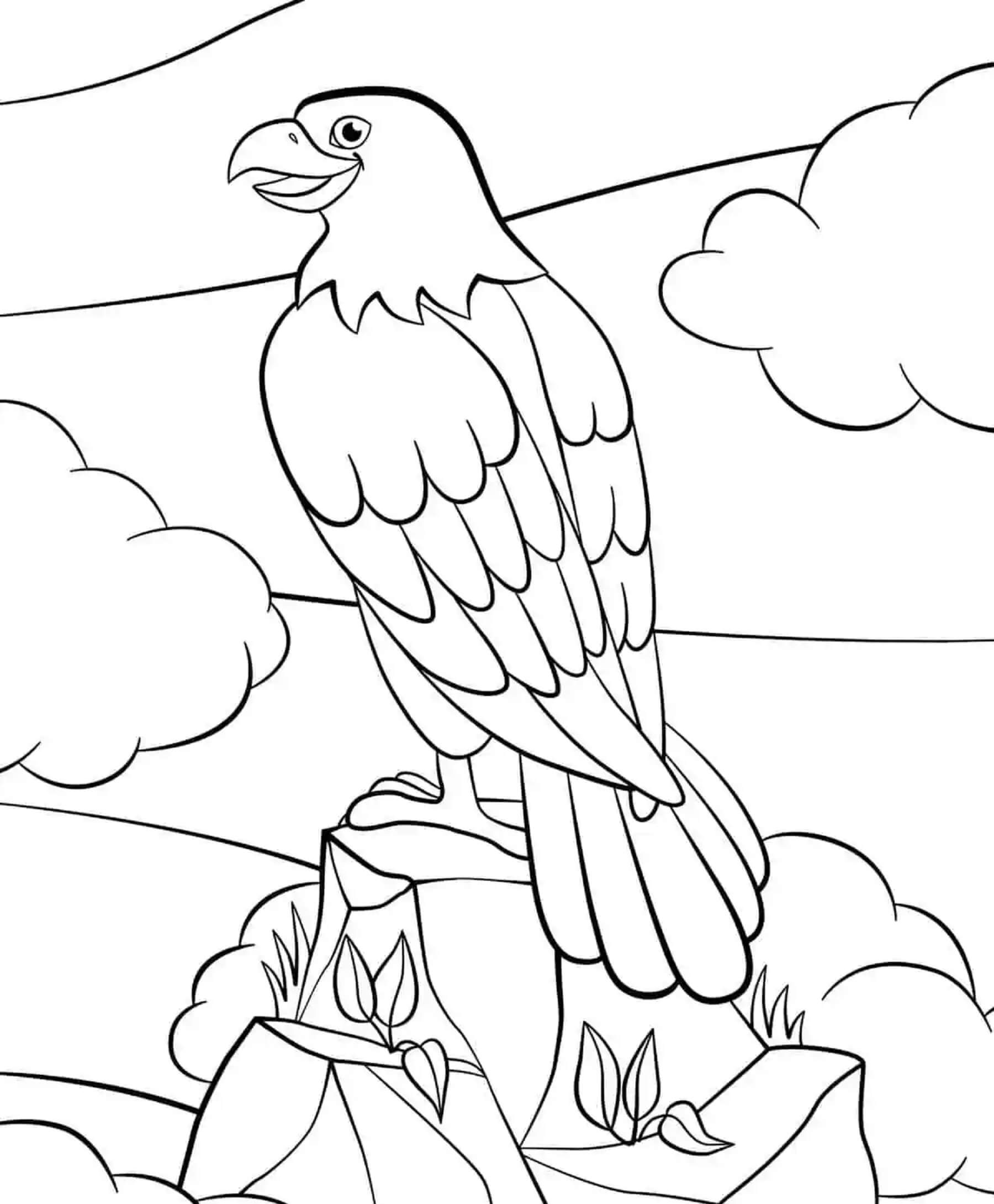 Bald Eagle Standing On A Rock coloring page