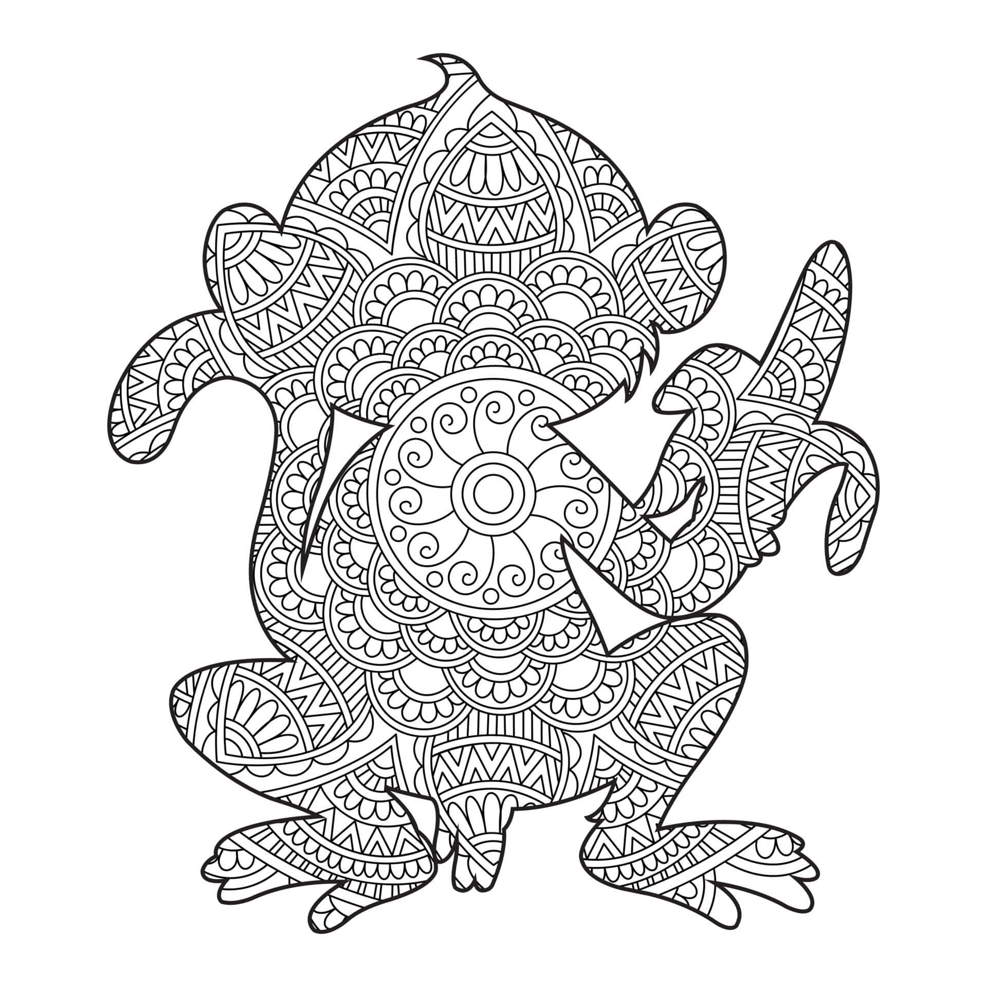 Basic Monkey Holding Banana Mandala