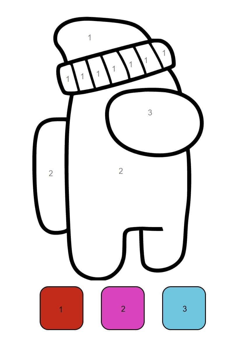 Beanie Among Us Color By Number coloring page