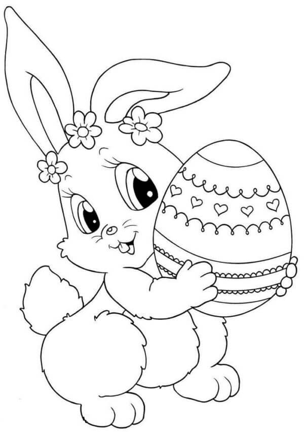 Beautiful Bunny With An Easter Egg coloring page