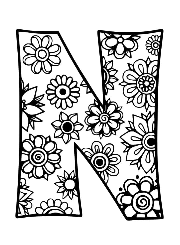 Beautiful Letter N coloring page - Download, Print or Color Online for Free