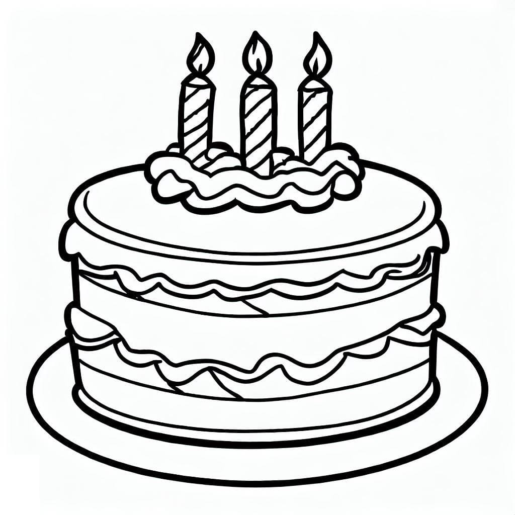 Birthday cake coloring page hand drawn black and white color 35745920  Vector Art at Vecteezy