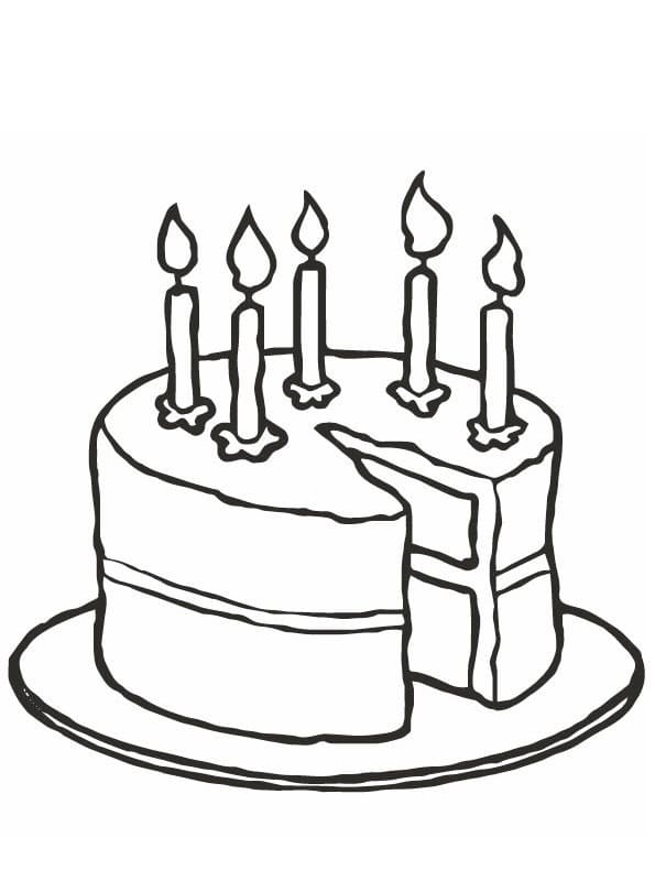 Birthday Cake with Five Candles coloring page