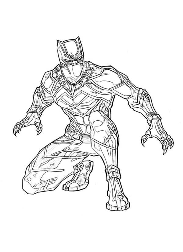 Black Panther War Pose coloring page