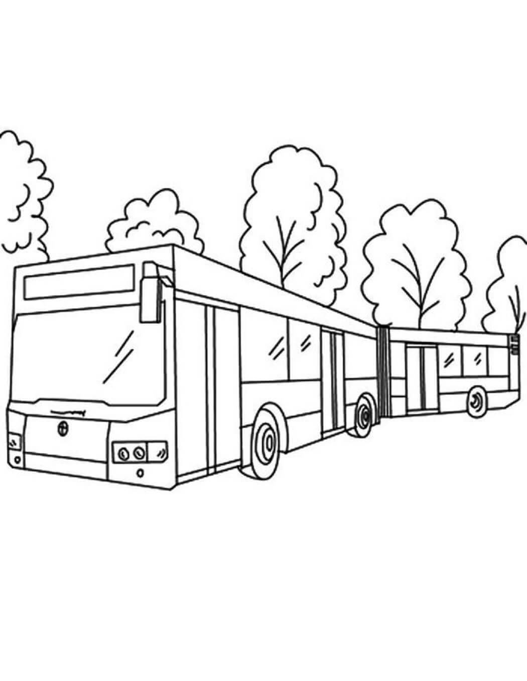 Bus With Trees coloring page