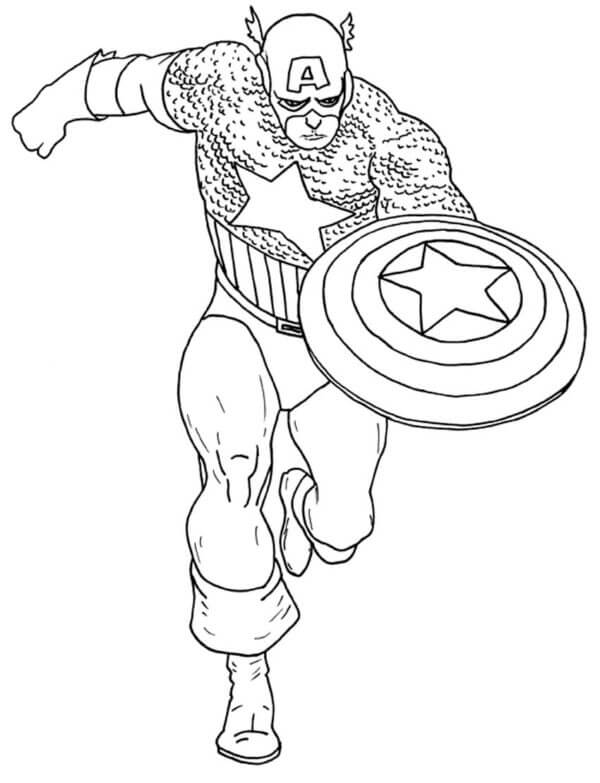 Captain America Holding A Running Shield