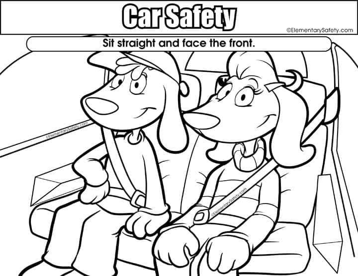 Car Safety – How To Sit in A Car coloring page