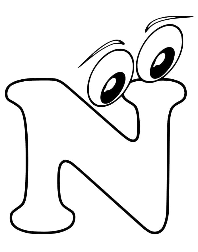 Cartoon Letter N coloring page