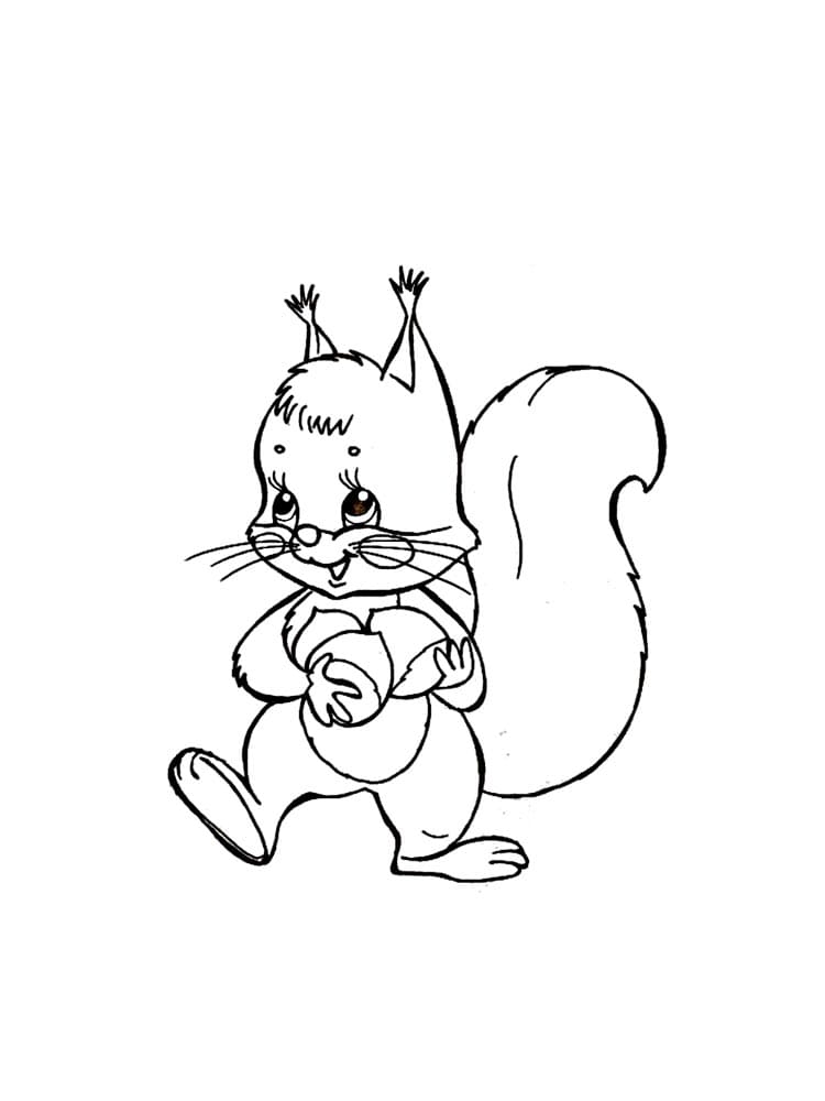 Cartoon Little Squirrel coloring page