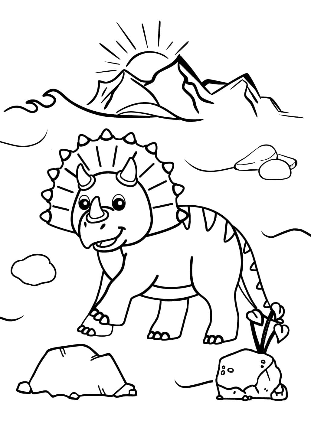 Cartoon Triceratops coloring page