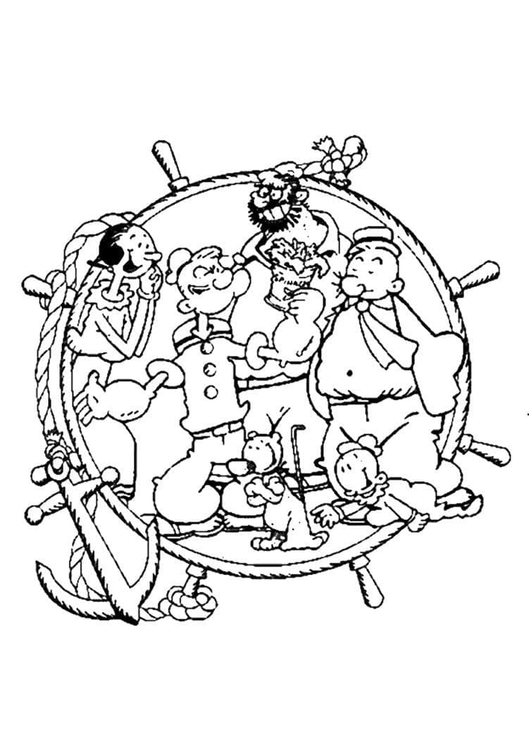 Characters from Popeye coloring page