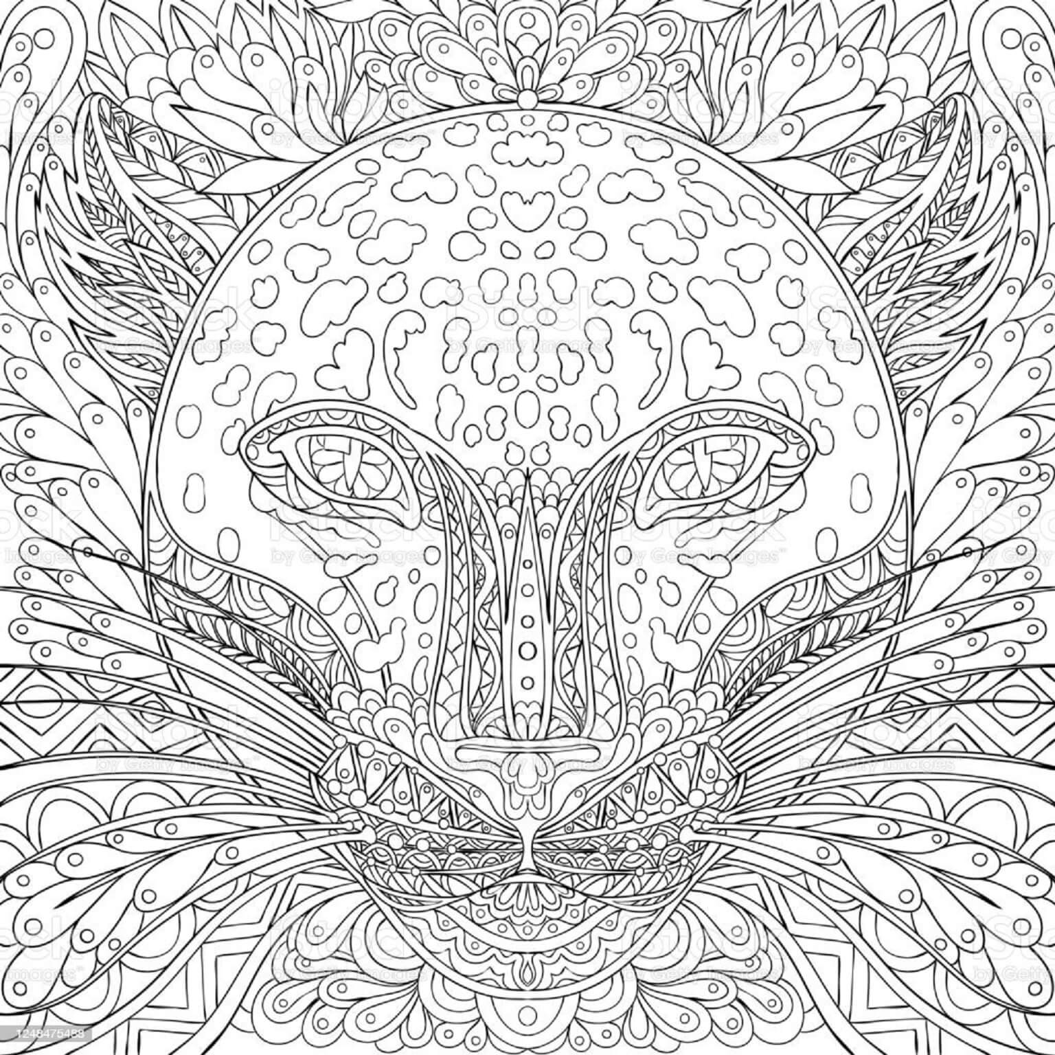 Cheetah Head Mandala coloring page