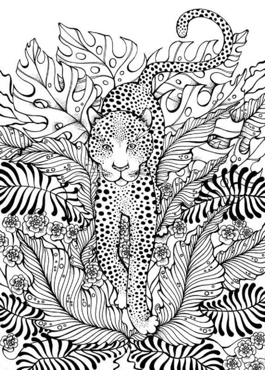 Cheetah With Leaves Mandala coloring page - Download, Print or Color ...