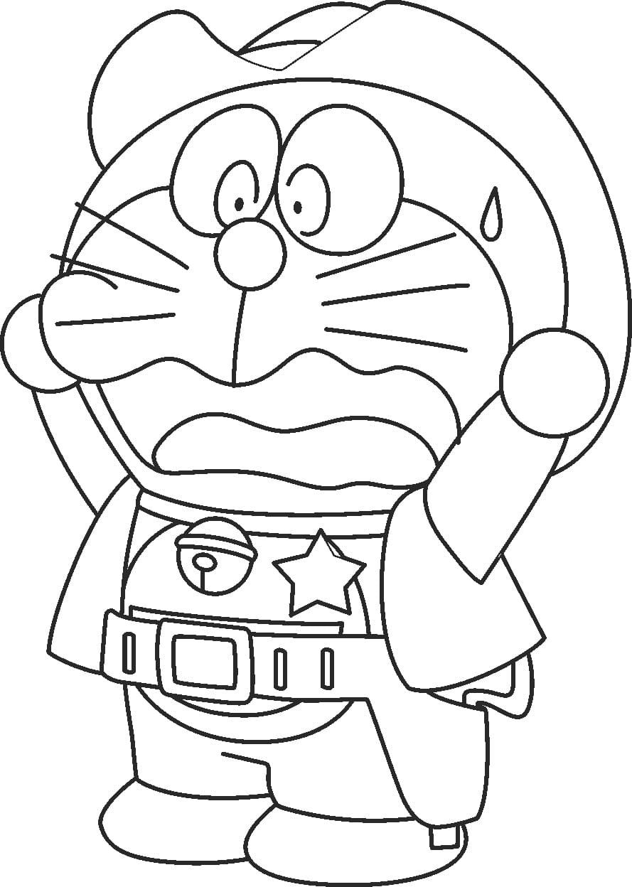 Cowboy Doraemon coloring page