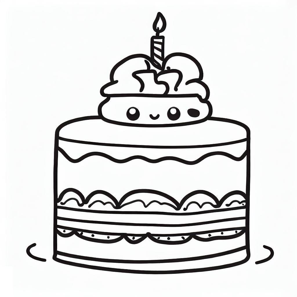Cute Birthday Cake coloring page - Download, Print or Color Online for Free